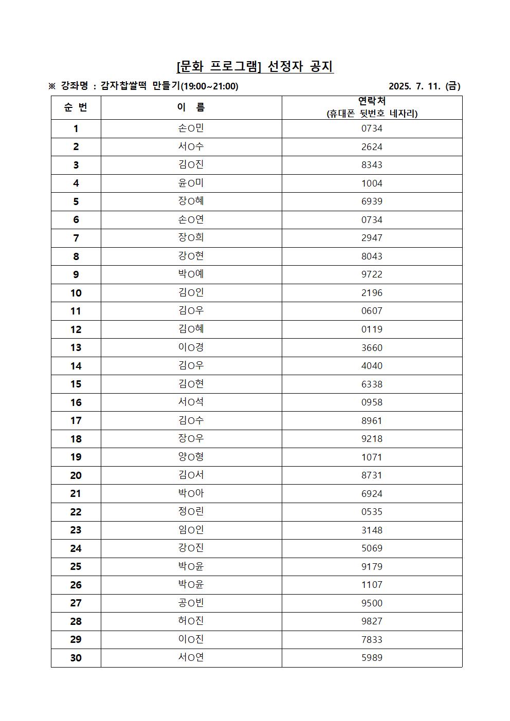 갑자찹쌀떡 선정자명단001.jpg 이미지입니다.